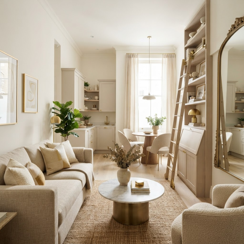 Apartamento pequeno decorado de forma elegante e funcional