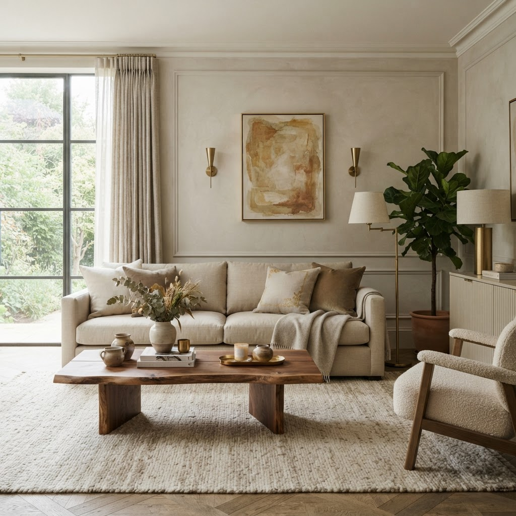 Sala de estar elegante decorada com identidade e harmonia